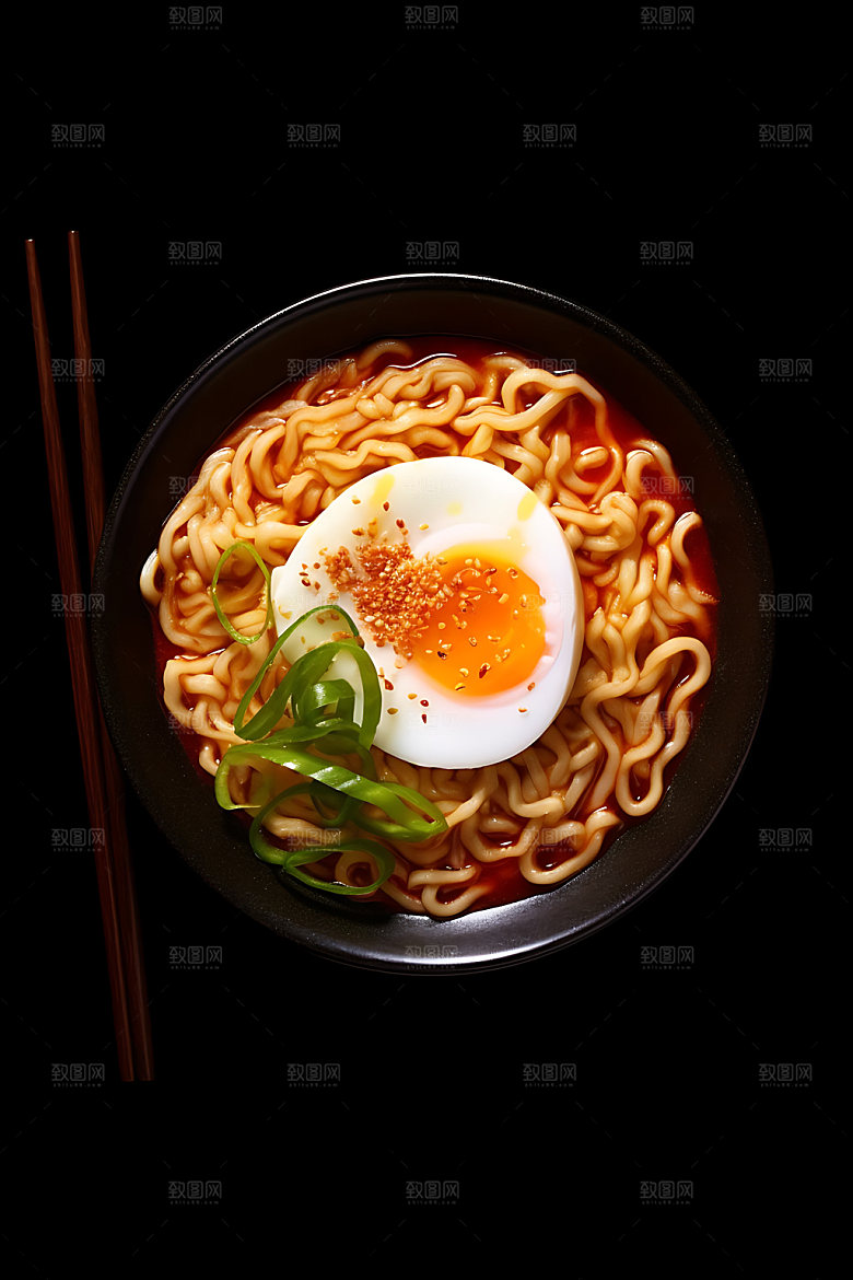 韩国料理美食拉面摄影图