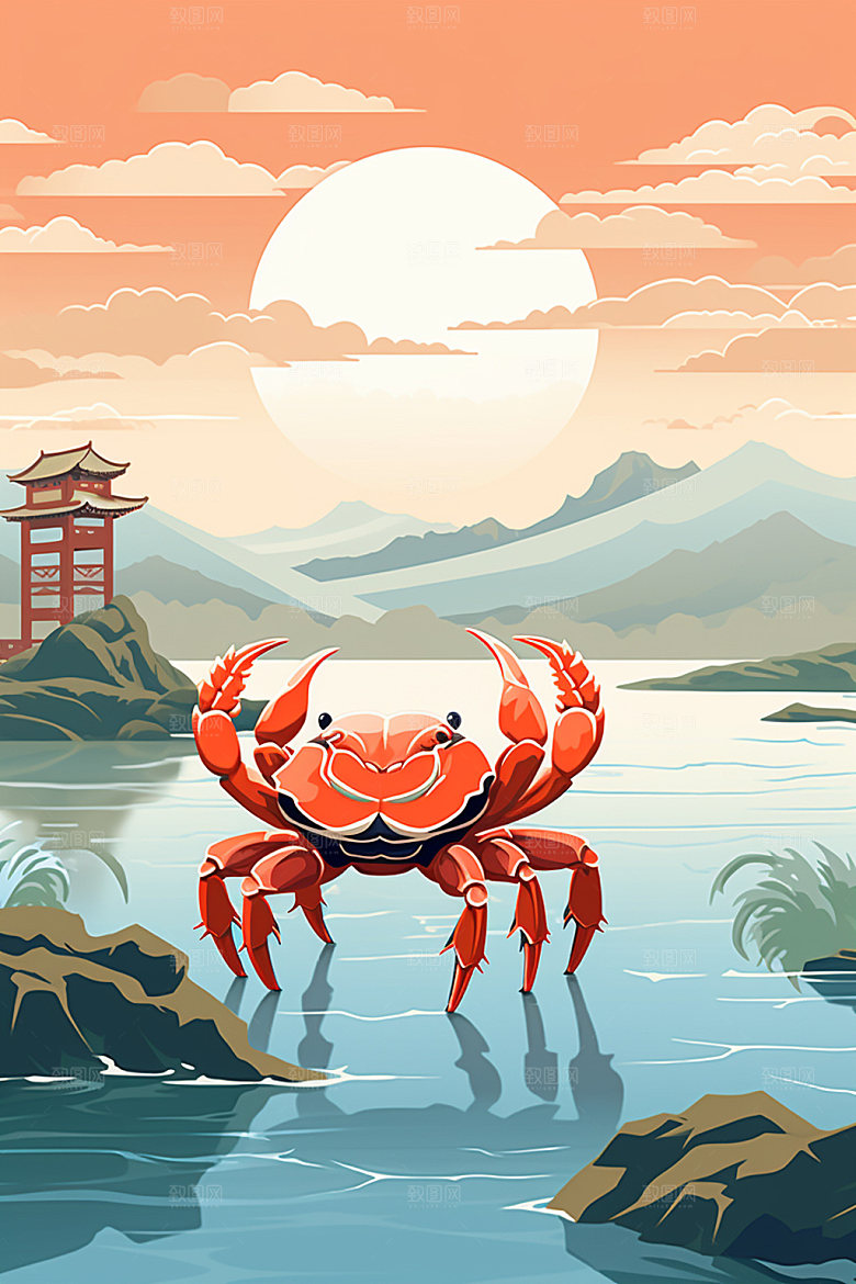 寒露传统秋意插画