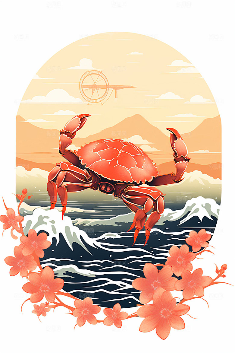 寒露节气秋意插画