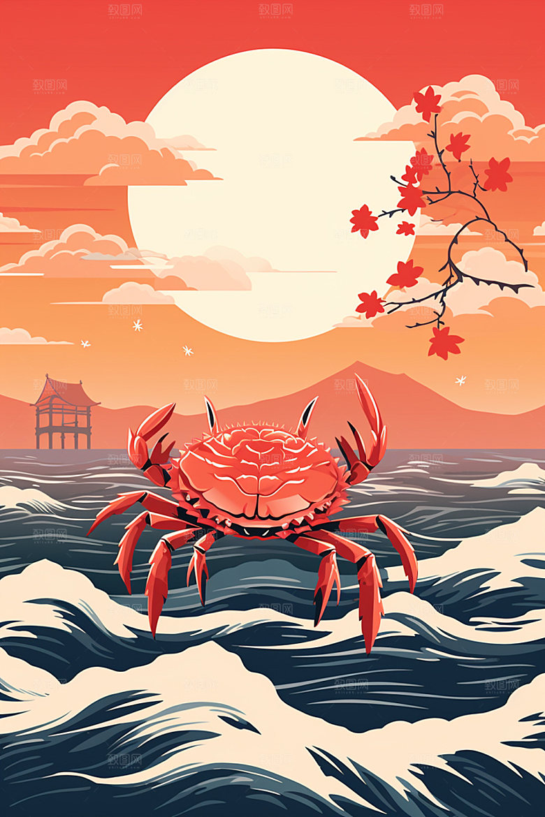寒露节气传统插画