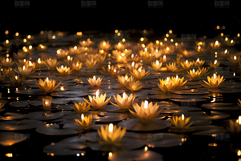 河灯七夕祈福摄影图