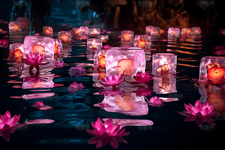 河灯祈愿祈福摄影图