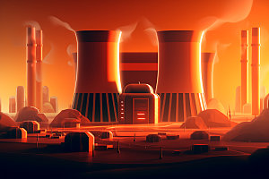 核电厂核反应堆彩色扁平风插画