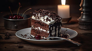 黑森林蛋糕美食巧克力蛋糕摄影图