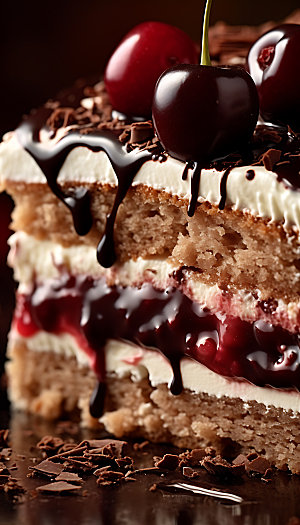 黑森林蛋糕美食特写摄影图