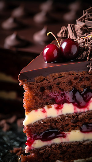 黑森林蛋糕巧克力蛋糕美食摄影图