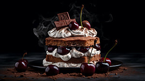 黑森林蛋糕甜品高清摄影图