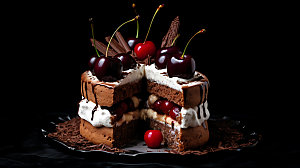 黑森林蛋糕甜品特写摄影图