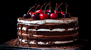 黑森林蛋糕烘焙特写摄影图