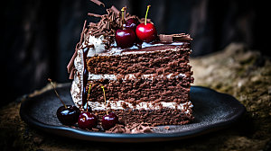 黑森林蛋糕烘焙巧克力蛋糕摄影图