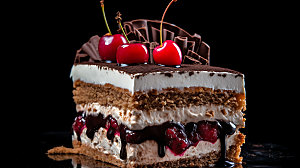黑森林蛋糕巧克力蛋糕特写摄影图