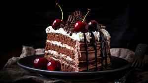 黑森林蛋糕巧克力蛋糕高清摄影图