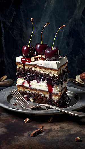 黑森林蛋糕烘焙甜品摄影图