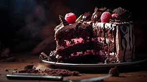 黑森林蛋糕巧克力蛋糕烘焙摄影图
