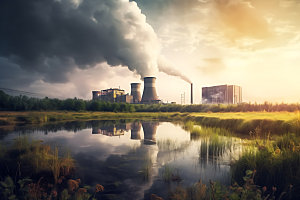 核能发电厂烟囱清洁能源工业基地