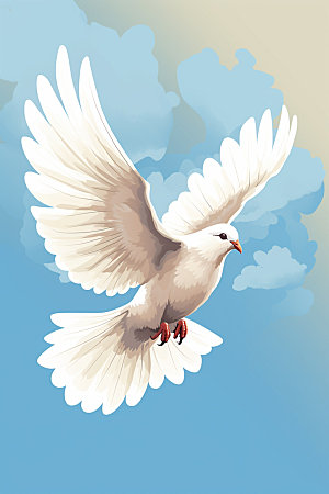 和平鸽象征鸟类插画