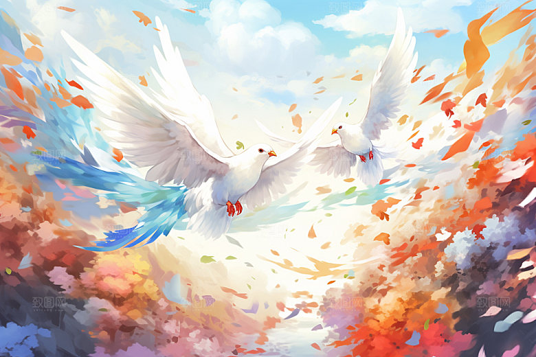 和平鸽鸟类信鸽插画