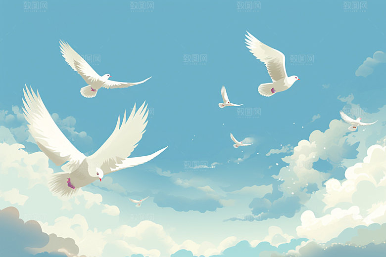 和平鸽鸟类高清插画
