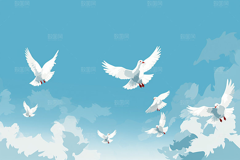 和平鸽高清手绘插画