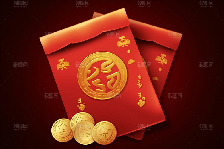 红包福利压岁钱元素