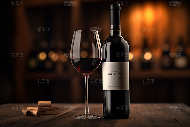 红酒立体葡萄酒样机