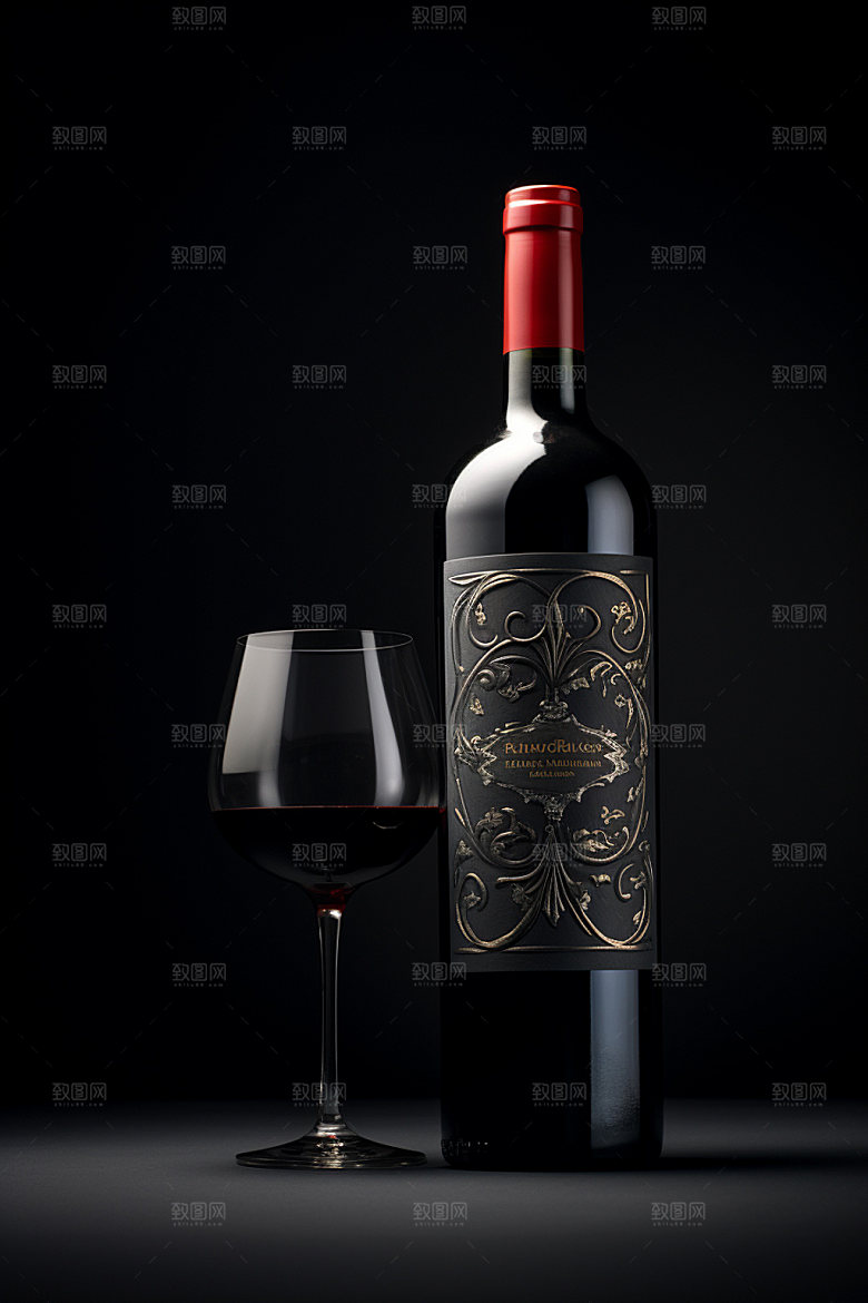 红酒葡萄酒酒瓶样机