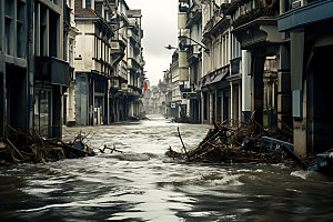 洪涝灾害自然灾害淹水摄影图