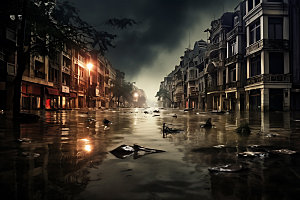 洪涝灾害淹水高清摄影图