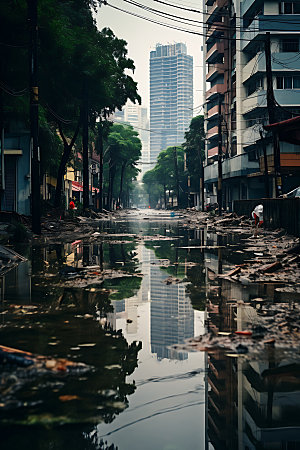 洪涝灾害高清洪水摄影图