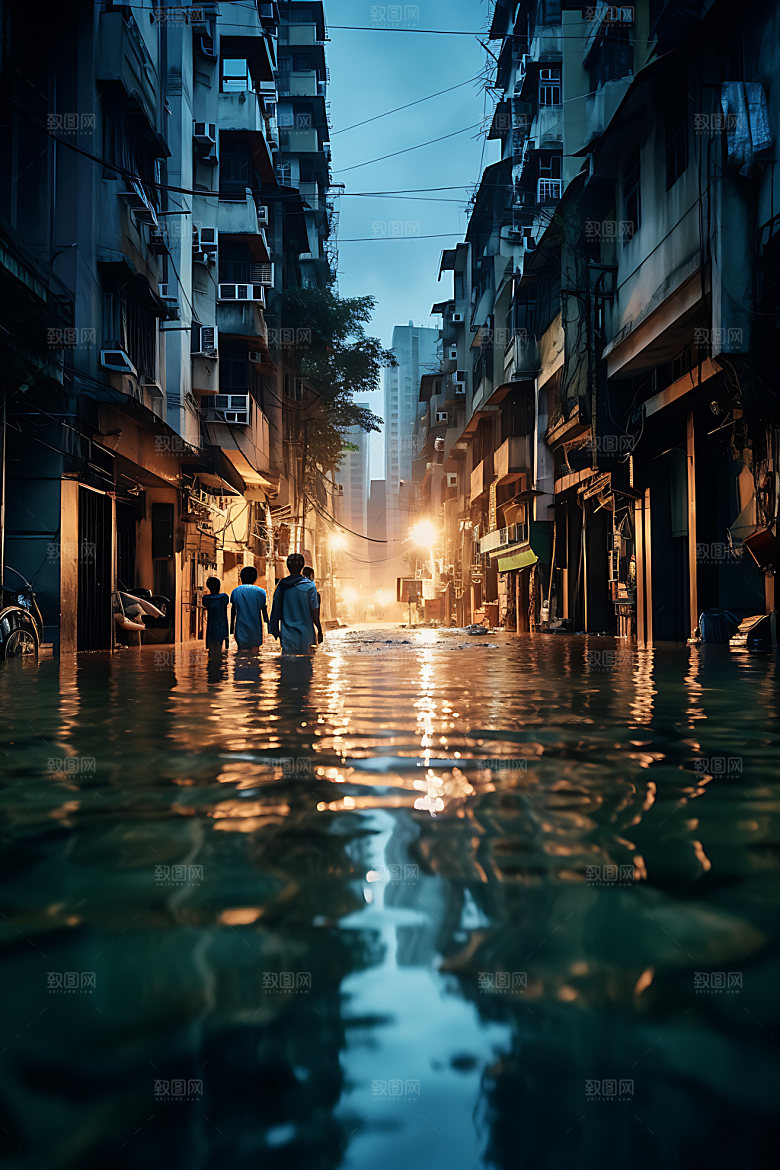 洪涝灾害暴雨洪水摄影图