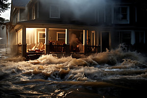 洪涝灾害自然灾害淹水摄影图