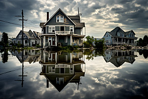 洪涝灾害暴雨自然灾害摄影图