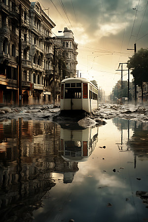 洪涝灾害洪水自然灾害摄影图