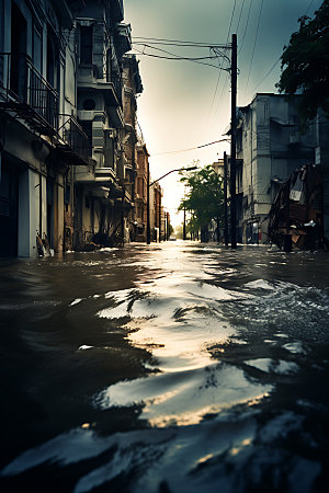 洪涝灾害淹水暴雨摄影图
