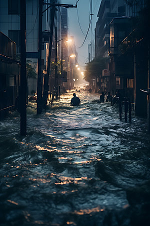 洪涝灾害天灾淹水摄影图