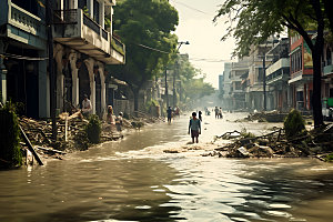 洪涝灾害高清自然灾害摄影图