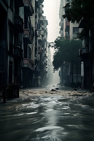 洪涝灾害暴雨天灾摄影图