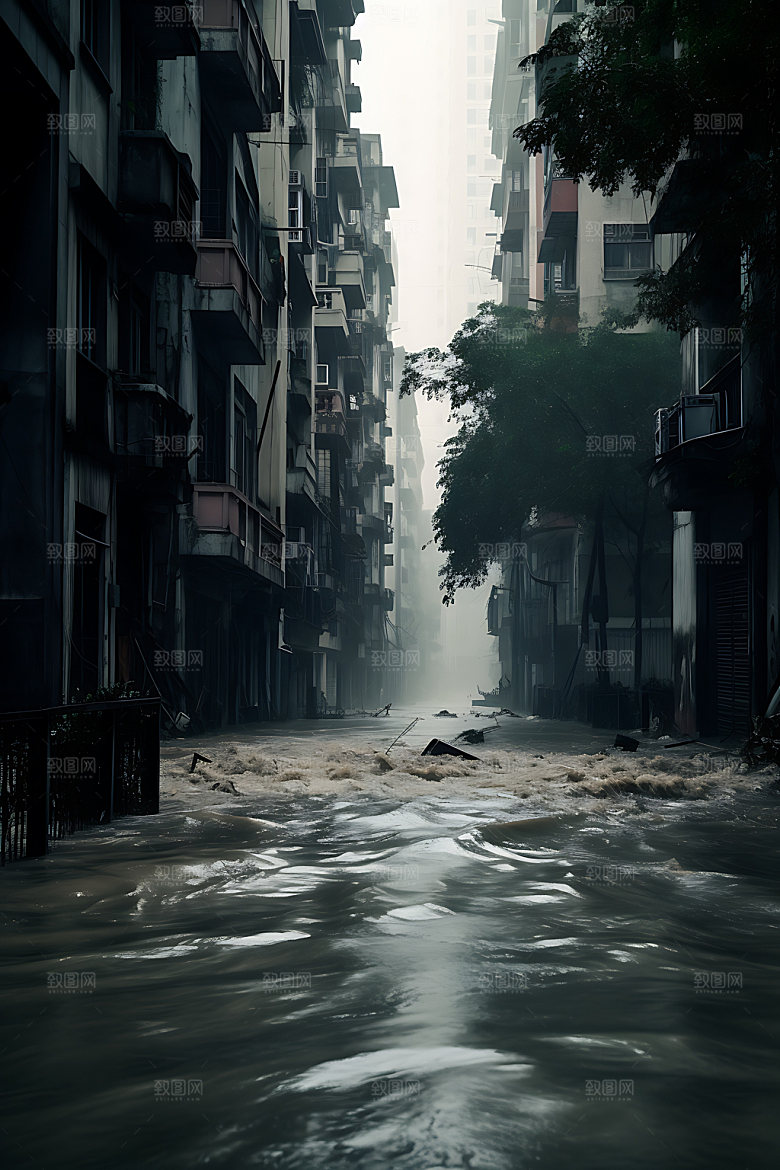 洪涝灾害暴雨天灾摄影图