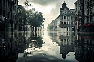 洪涝灾害天灾洪水摄影图