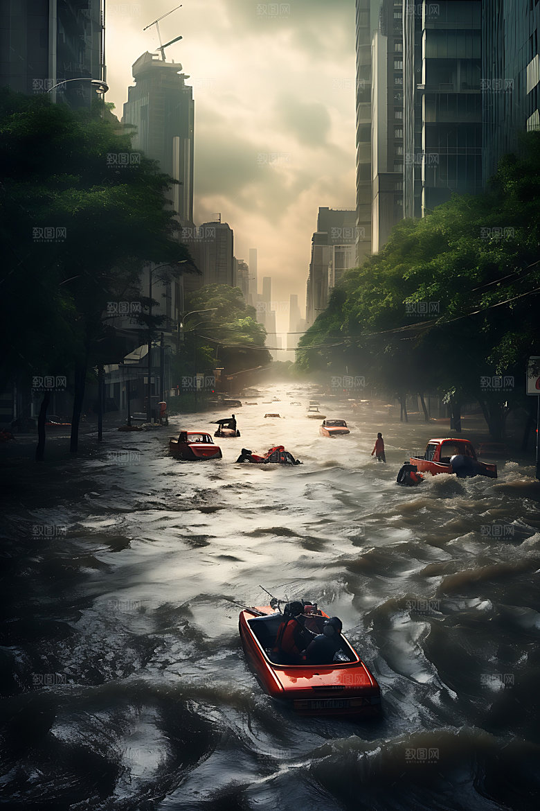 洪涝灾害洪水天灾摄影图