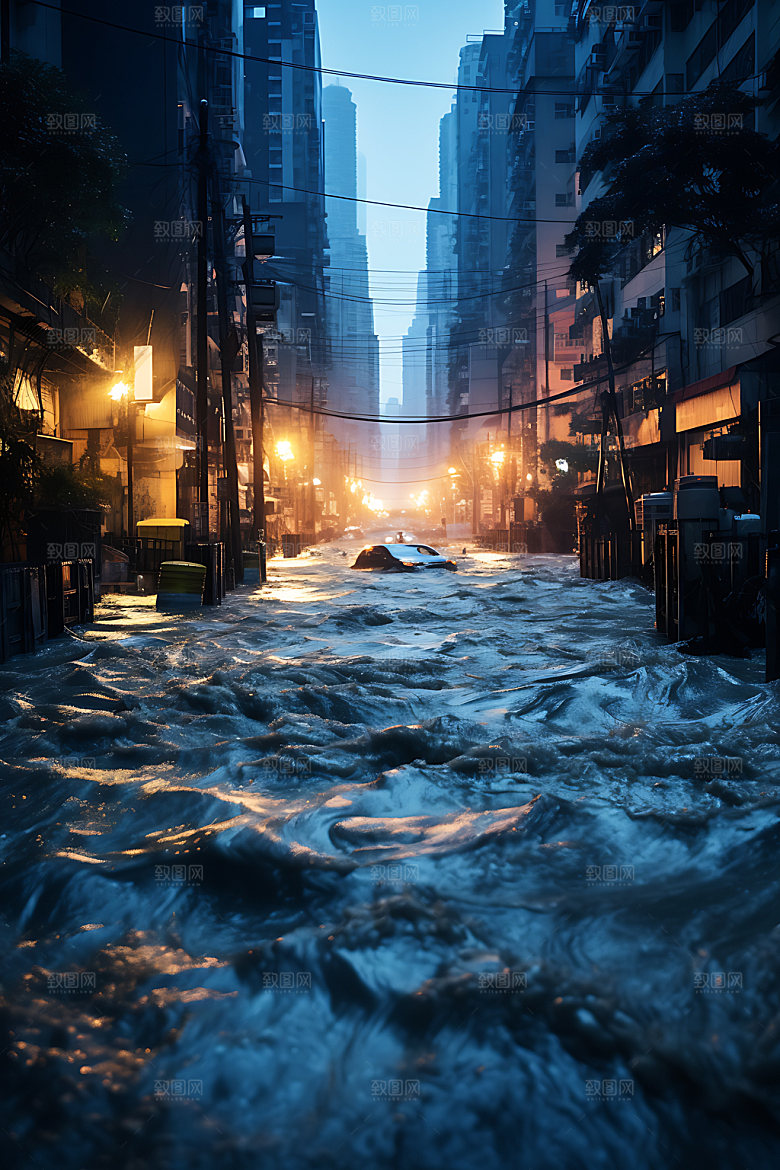 洪涝灾害高清暴雨摄影图