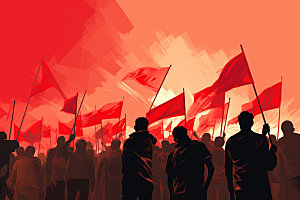 红旗党建团队元素