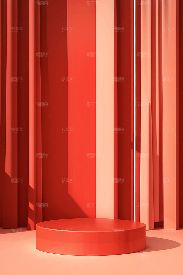 红色展台3D圣诞电商背景