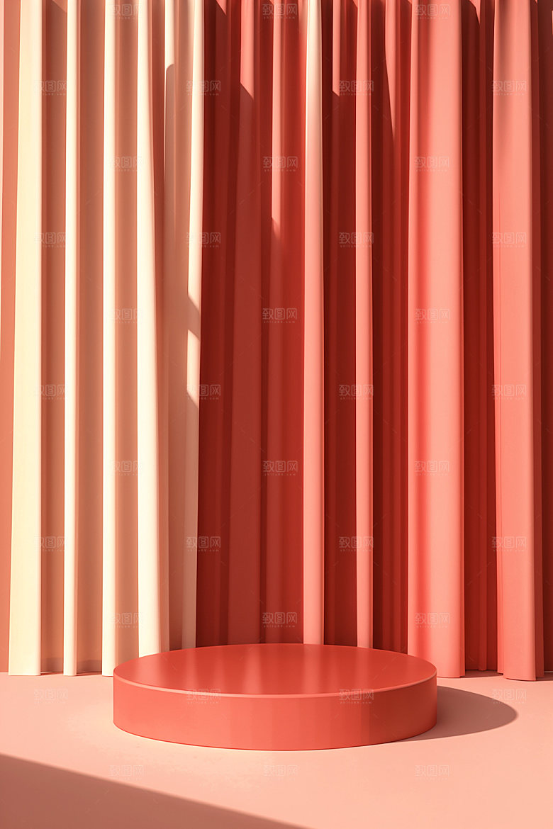 红色展台C4D元旦电商背景