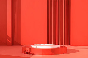 红色展台3D商品展示电商背景