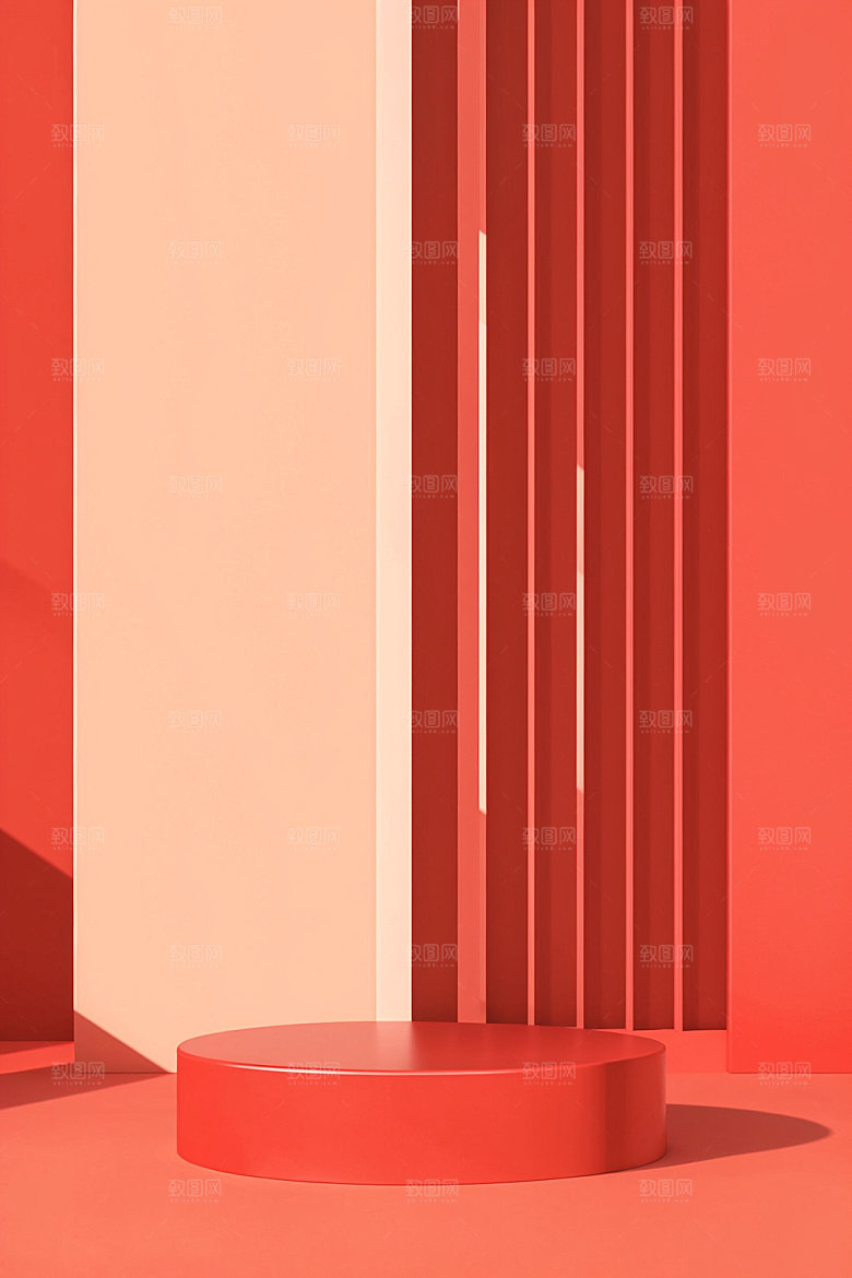 红色展台3D商品展示电商背景