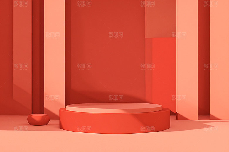 红色展台折扣喜庆电商背景