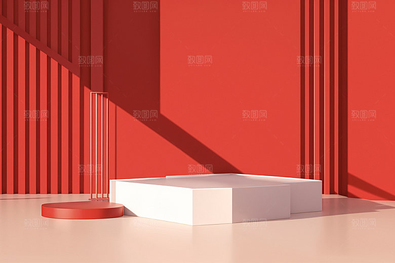 红色展台商品展示活动电商背景