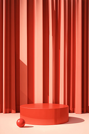 红色展台3D节日电商背景