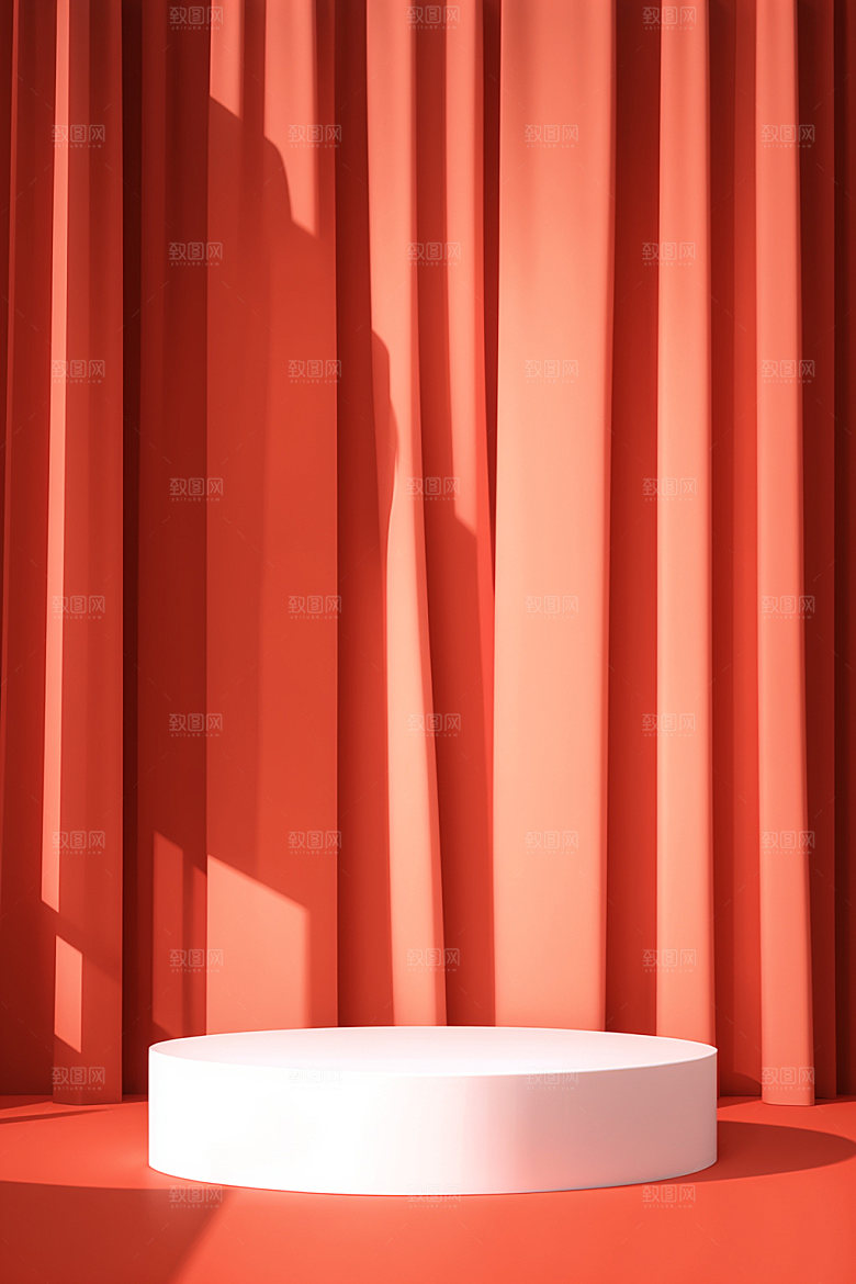 红色展台3D促销电商背景